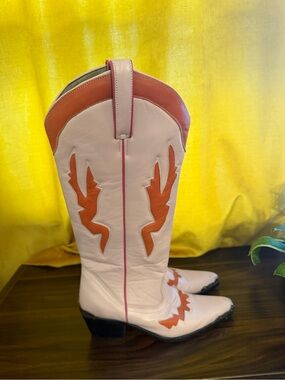 Women's Over-The-Knee Two-Tone Pink and Orange Western Boots